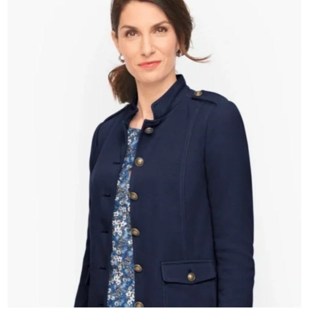 Talbots Navy‎ Blue Military Style Band Jacket Gold Buttons Size 22W Old Money